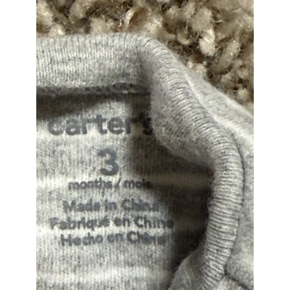 Carter's Dinosaur Sleep & Play Baby Bodysuit Gray Zip Pajama 3M